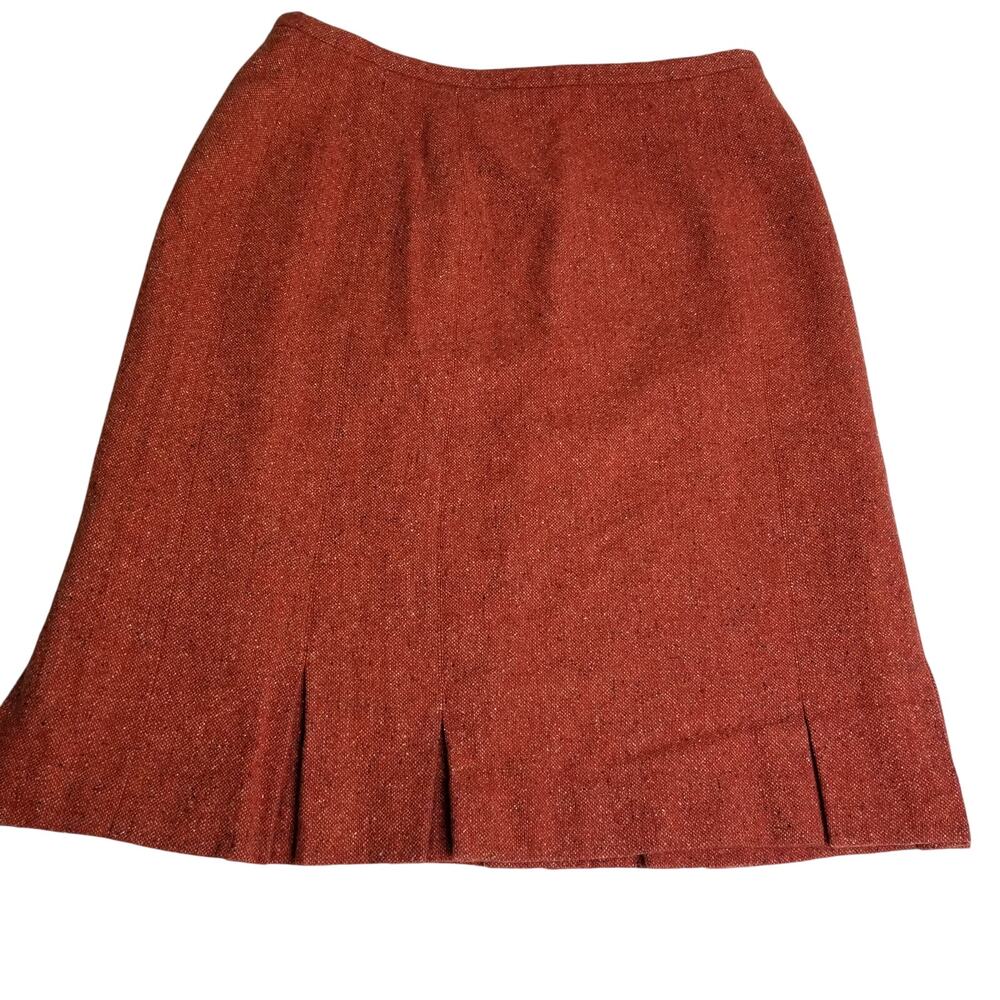 Talbots Red Italian Wool Silk Blend Midi Lined Pleated Hem Excellent! Size 8 P